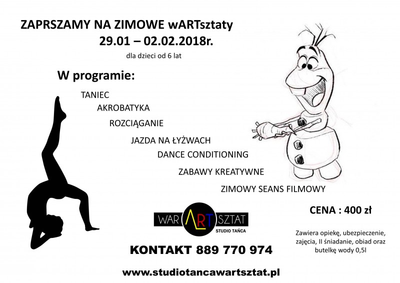 wARTsztaty artystyczne ZIMA 29.01 - 02.02. 2018 